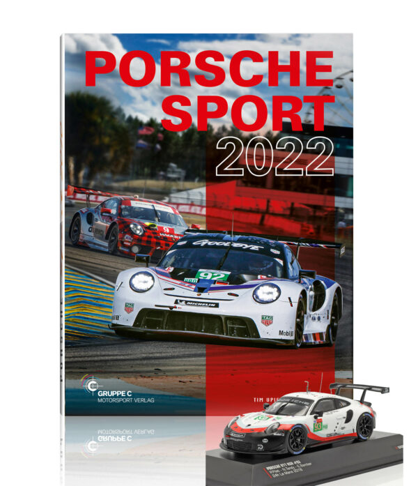 Buch Porsche Sport 2022 + Modellauto Porsche 911 RSR #93 24h Le Mans 2018 Pilet, Tandy, Bamber 1:43 Ixo