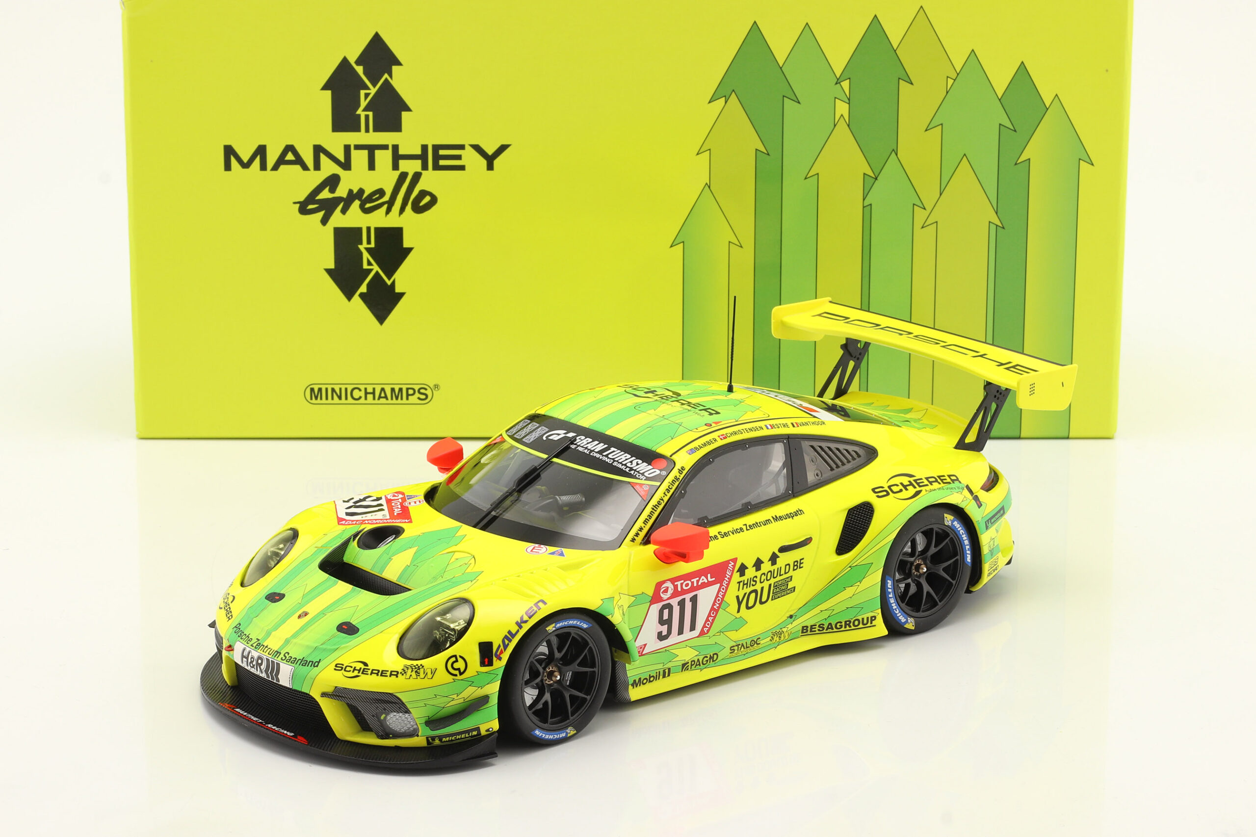 Porsche 911 GT3 R #911 2nd 24h Nürburgring 2019 Manthey Grello 1:18 Minichamps