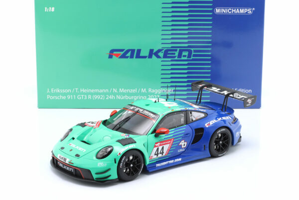 Porsche 911 GT3 R #44 Falken Motorsports 24h Nürburgring 2023 Eriksson, Heinemann, Menzel, Ragginger 1:18 Minichamps