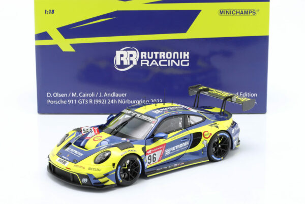 Porsche 911 GT3 R #96 Rutronik Racing 24h Nürburgring 2023 Andlauer, Cairoli, Olsen 1:18 Minichamps